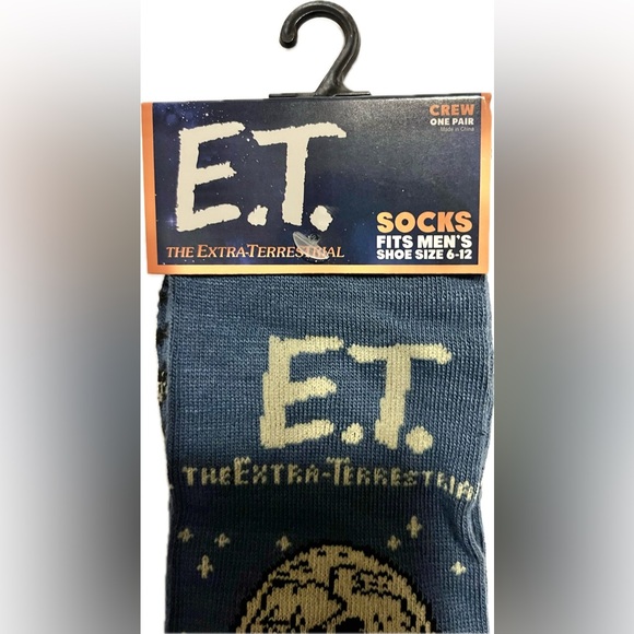 NIP E.T. crew socks blue and black men’s size 6-12 - Picture 2 of 3